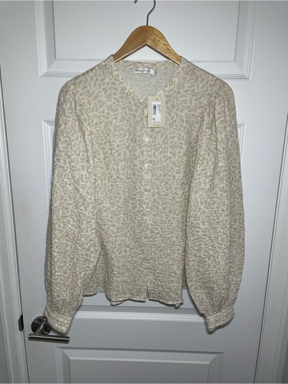 New Peter Millar Cameron L Seersucker Shirt Long Puff Sleeve Old Money